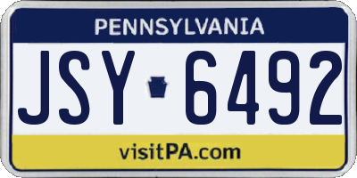 PA license plate JSY6492