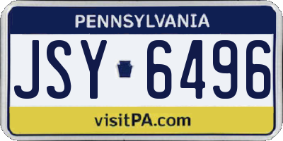 PA license plate JSY6496