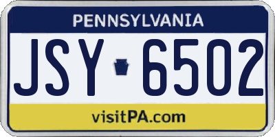 PA license plate JSY6502