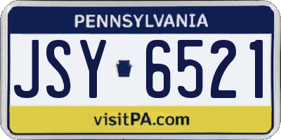 PA license plate JSY6521
