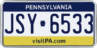 PA license plate JSY6533