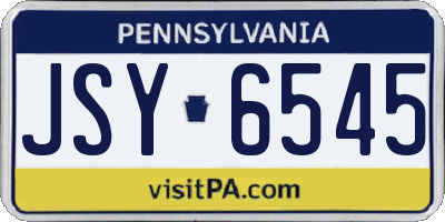 PA license plate JSY6545