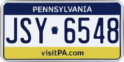 PA license plate JSY6548