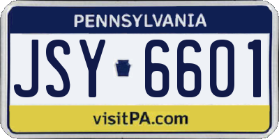 PA license plate JSY6601