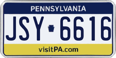 PA license plate JSY6616