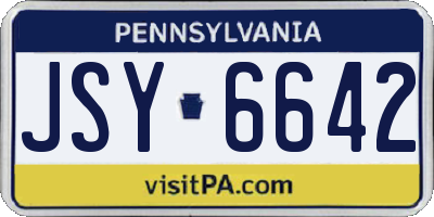 PA license plate JSY6642
