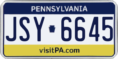 PA license plate JSY6645