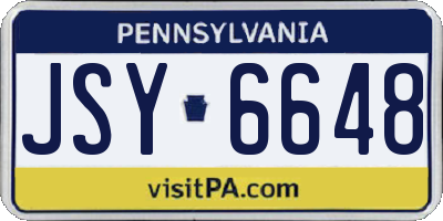 PA license plate JSY6648