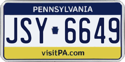 PA license plate JSY6649