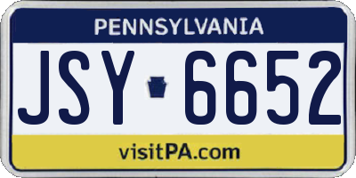PA license plate JSY6652