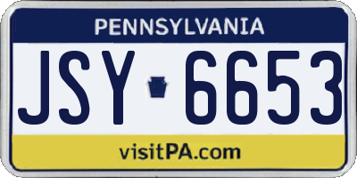 PA license plate JSY6653