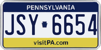 PA license plate JSY6654