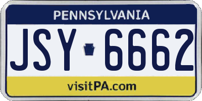 PA license plate JSY6662