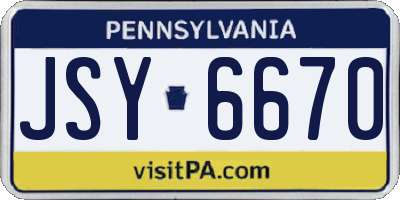 PA license plate JSY6670