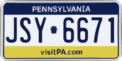 PA license plate JSY6671