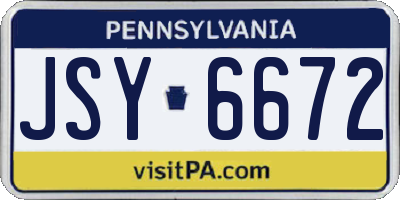PA license plate JSY6672
