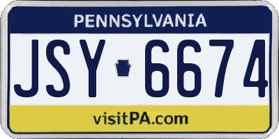 PA license plate JSY6674