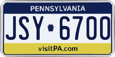 PA license plate JSY6700