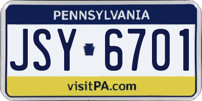 PA license plate JSY6701