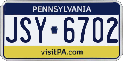 PA license plate JSY6702