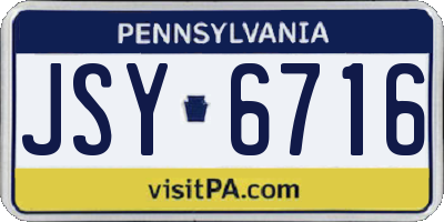 PA license plate JSY6716