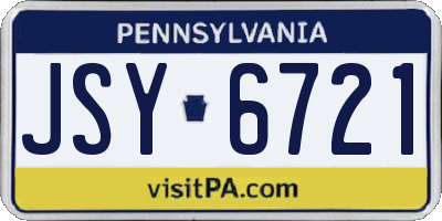PA license plate JSY6721