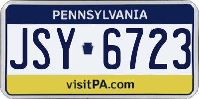PA license plate JSY6723