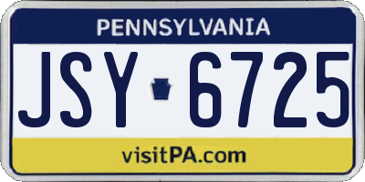 PA license plate JSY6725