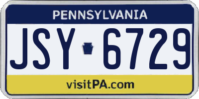 PA license plate JSY6729