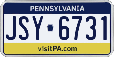 PA license plate JSY6731
