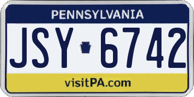 PA license plate JSY6742