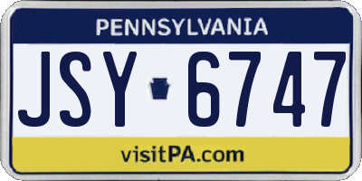 PA license plate JSY6747