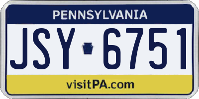 PA license plate JSY6751