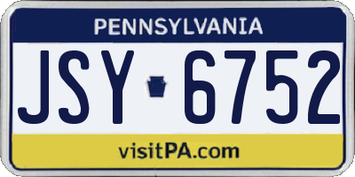 PA license plate JSY6752