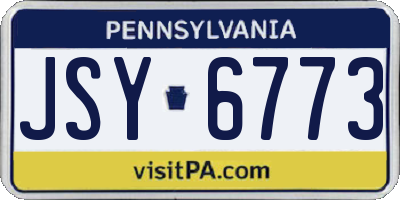 PA license plate JSY6773