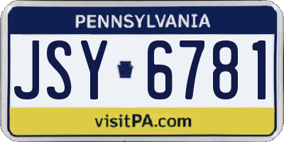 PA license plate JSY6781