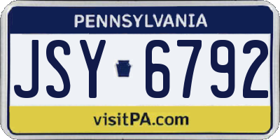 PA license plate JSY6792