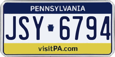 PA license plate JSY6794