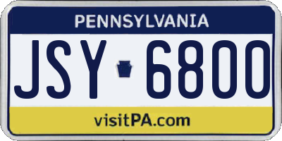 PA license plate JSY6800