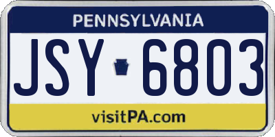 PA license plate JSY6803
