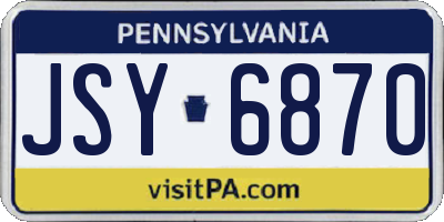 PA license plate JSY6870