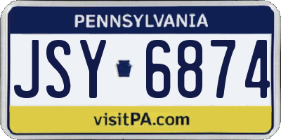 PA license plate JSY6874