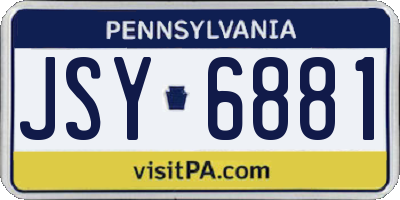 PA license plate JSY6881