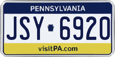 PA license plate JSY6920