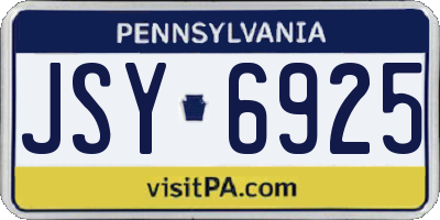 PA license plate JSY6925