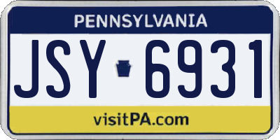 PA license plate JSY6931