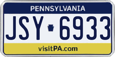 PA license plate JSY6933