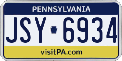 PA license plate JSY6934