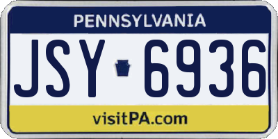 PA license plate JSY6936