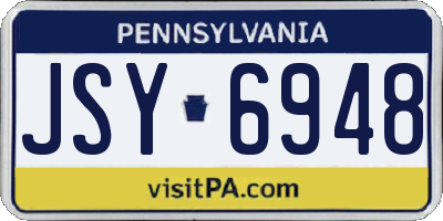 PA license plate JSY6948